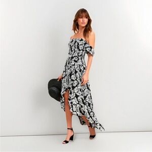 Lucy Love Black and White Floral High Low Dress